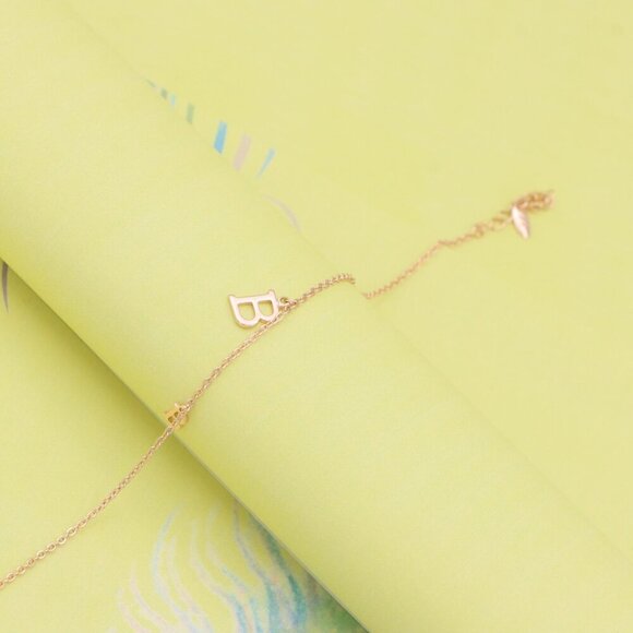 "Rose Gold Chain Bracelet with 'B' Initial Charm and Adjustable Size, XPBL1022 - Picture 5 of 11